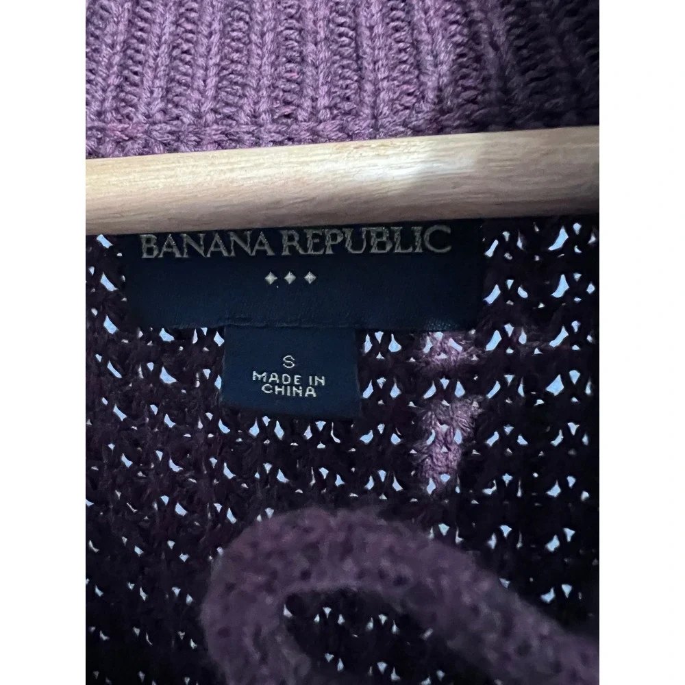 Banana Republic Mens Waffle Knit Lace Up Toggle Sweater Burgundy Plum Small